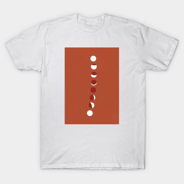 Lunar Eclipse, Moon Phase, Terracotta, Mid Century T-Shirt by Colorable